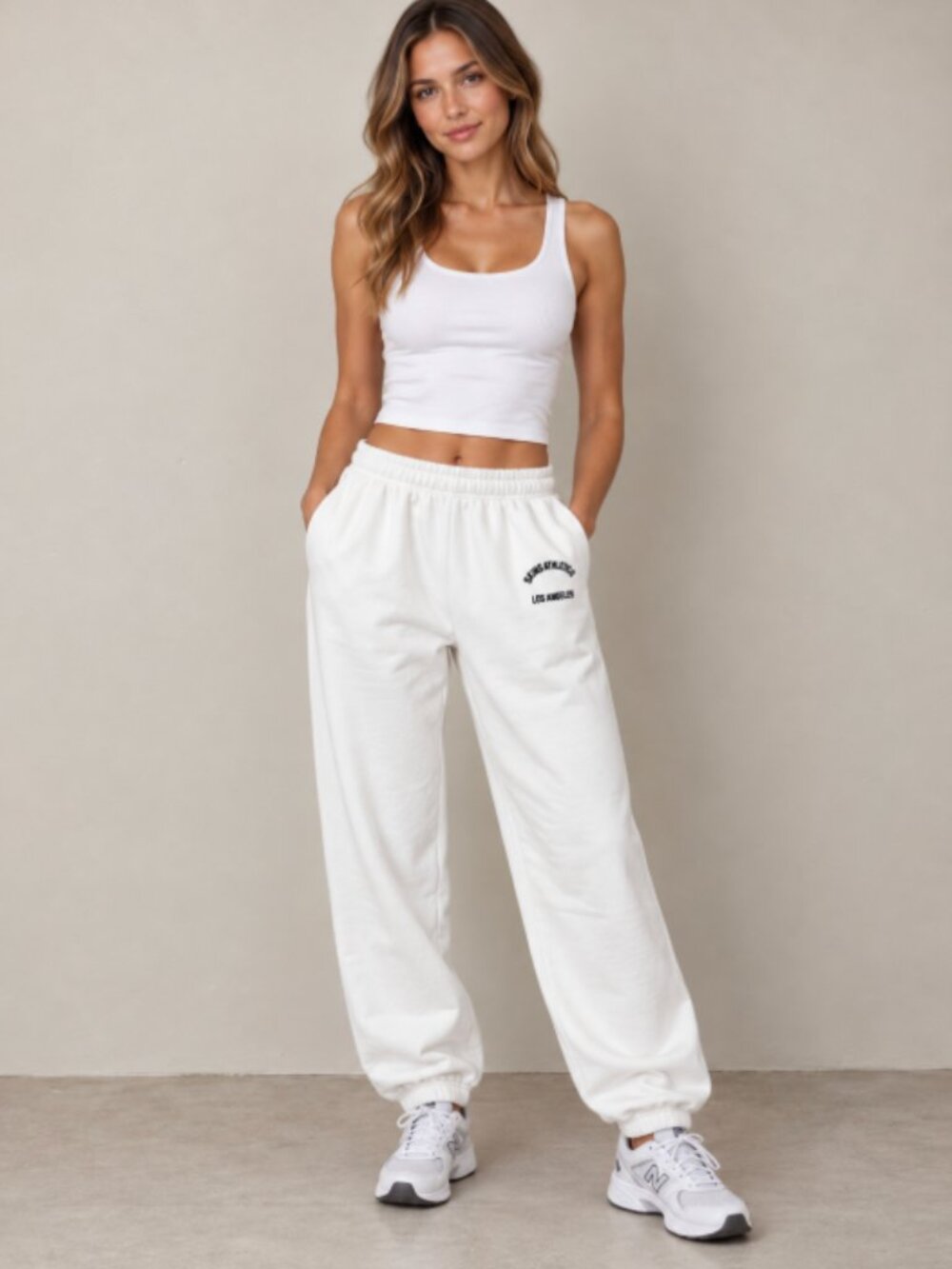NEW SKIMS Los Angeles Logo Cotton Fleece Classic Jogger Marble White 3X NWT